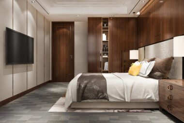 3d-rendering-luxury-bedroom-suite-in-hotel-with-tv-and-cabinet-and-wardrobe